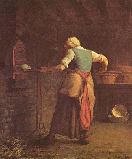 jean-francois millet Woman Baking Bread